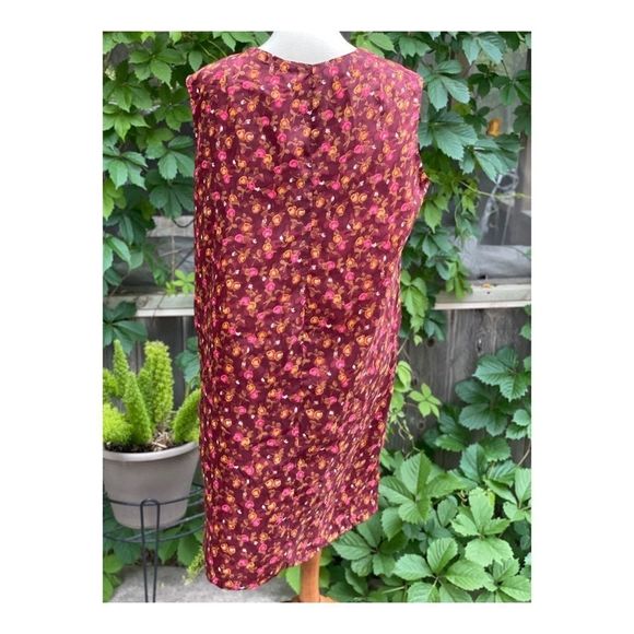 Volup Vintage 60s Shift Dress Roses Floral MIDI - Picture 5 of 12